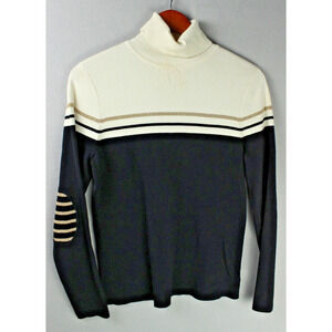 Anne Klein Turtleneck Sweater - Small - Colorblock - Black/Cream/Gold